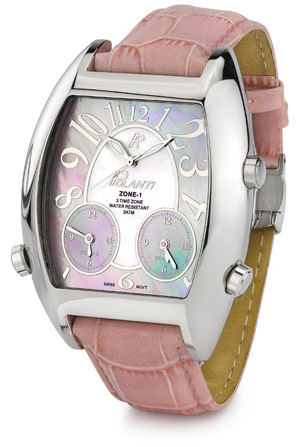 3 Time Zone Polanti Watch, Light Pink