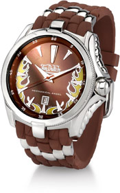 Von Dutch Watch - Mechanical Angel Collection, Stainless Steel & Brown Silicon