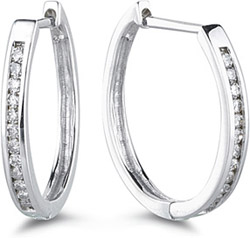 1/4 Carat Channel Set Diamond Hoop Earrings