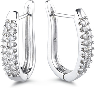 1 Carat Half-hoop Earrings, 14K White Gold