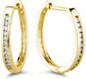 1/4 Carat Set Diamond Hoop Earrings, 14K Yellow Gold