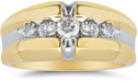 1 Carat Men's Designer 14K Two-tone Diamond Ring