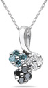 Three Color Diamond Flower Pendant, 14K White Gold