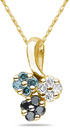 Three Color Diamond Flower Pendant, 14K Yellow Gold