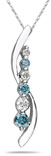 Blue and White Diamond Journey Pendant, 14K White Gold