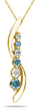 Blue and White Diamond Journey Pendant, 14K Yellow Gold
