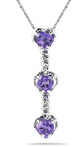 Heart Shaped Amethyst and Diamond Drop Pendant