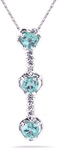 Heart Shaped Aquamarine and Diamond Drop Pendant