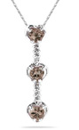 Heart Shaped Smoky Quartz and Diamond Drop Pendant