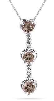 Heart Shaped Smoky Quartz and Diamond Drop Pendant