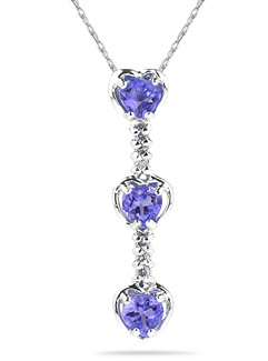 Heart Shaped Tanzanite and Diamond Drop Pendant