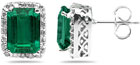 Emerald and Diamond Earrings in 14K White Gold