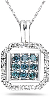 Octagonal Blue and White Diamond Pendant