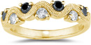 0.46 Carat S-Weave Black and White Diamond Band, 14K Yellow Gold