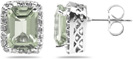 Green Amethyst and Diamond Earrings in 14K White Gold