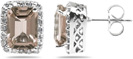 Smoky Quartz and Diamond Earrings in 14K White Gold