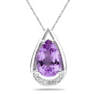 Pear Shaped Amethyst and Diamond Tear Drop Pendant
