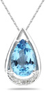 Pear Shaped Blue Topaz and Diamond Tear Drop Pendant
