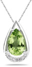 Pear Shaped Peridot and Diamond Tear Drop Pendant