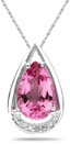 Pear Shaped Pink Topaz and Diamond Tear Drop Pendant