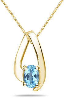 Oval Shaped Contemporary Blue Topaz Pendant