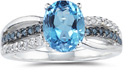 Blue and White Diamond and Blue Topaz Ring, White Gold