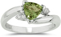 Trillion-Cut Peridot and Diamond Ring