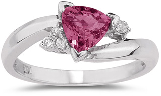 Trillion-Cut Pink Topaz and Diamond Ring