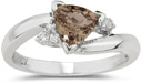 Trillion Cut Smoky Quartz and Diamond Ring