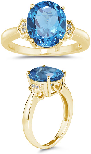 4.50 Carat Blue Topaz and Diamond Ring