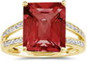 7.00 Carat Emerald Cut Garnet and Diamond Ring