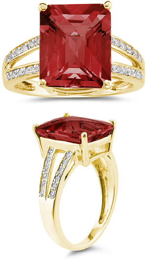 7.00 Carat Emerald Cut Garnet and Diamond Ring