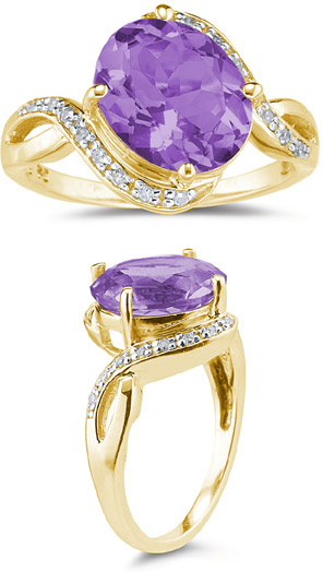 3.10 Carat Oval Amethyst and Diamond Ring