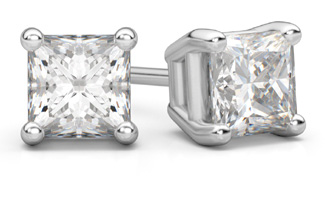princess-cut diamond stud earrings white gold
