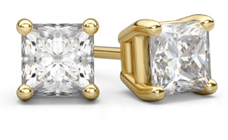 princess-cut diamond stud earrings gold