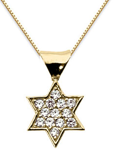 Pave Diamond Star of David Necklace, 14K Yellow Gold