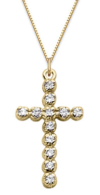 1/4 Carat Diamond Cross Pendant, 14K Yellow Gold