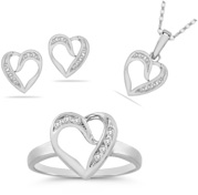 7 Stone Diamond Heart Ring, Earrings, and Pendant Collection in 14K White Gold