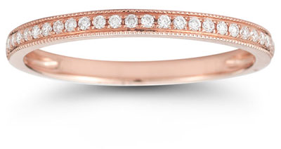 Milgrain Diamond Band in 14K Rose Gold