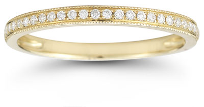 Milgrain Diamond Band in 14K Yellow Gold