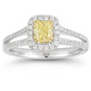 0.90 Carat Cushion-Cut Yellow and White Diamond Ring