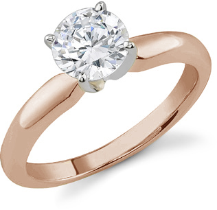 GIA Graded 1/2 Carat Diamond Solitaire Ring, H Color, SI1 Clarity, 14K Rose Gold