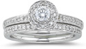1/2 Carat Round Diamond Wedding Ring Set, 14K White Gold