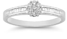 0.25 Carat Round and Baguette Diamond Cluster Ring in 14K White Gold