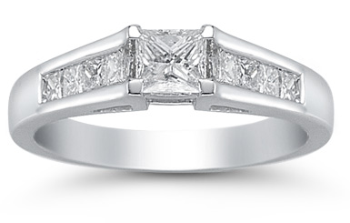 0.85 Carat 9 Stone Princess Cut Diamond Ring