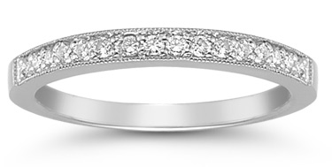 Diamond Milligrain Band in 14K White Gold
