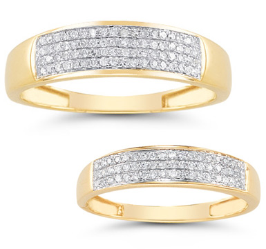 0.38 Carat Diamond Wedding Band Set in 14K Gold