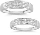 0.38 Carat Diamond Wedding Band Set in 14K White Gold