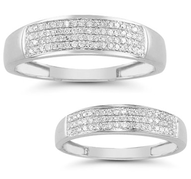 0.38 Carat Diamond Wedding Band Set in 14K White Gold