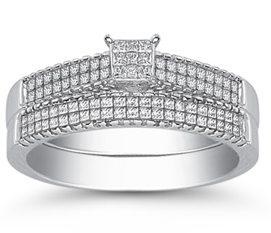 Photo of 0.85 Carat Princess-Cut Diamond Wedding Ring Set (Wedding Jewelry, Rings)